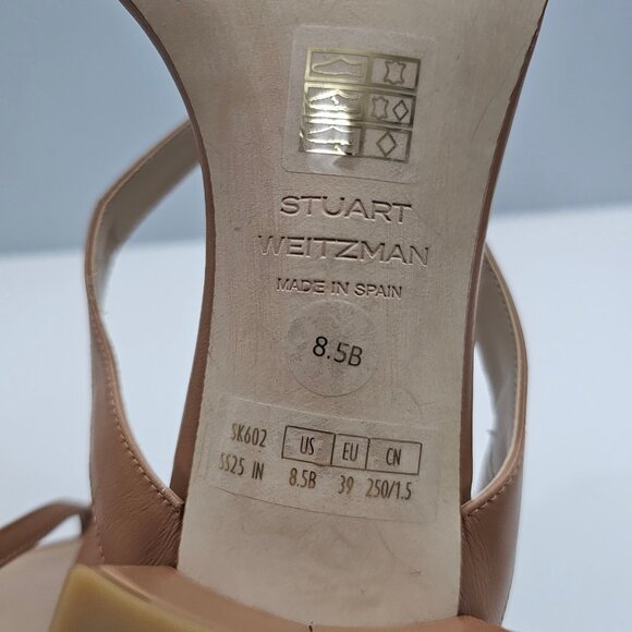 Stuart Weitzman Oasis 50mm Sandal Womens 8.5 Tan Leather Strappy Slingback Heel - Picture 15 of 16